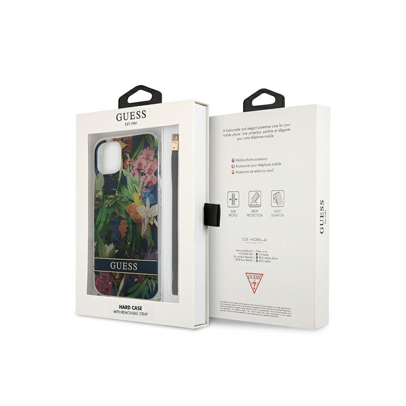 Etui Ze Smyczką Do iPhone 13 Mini Guess Flower...
