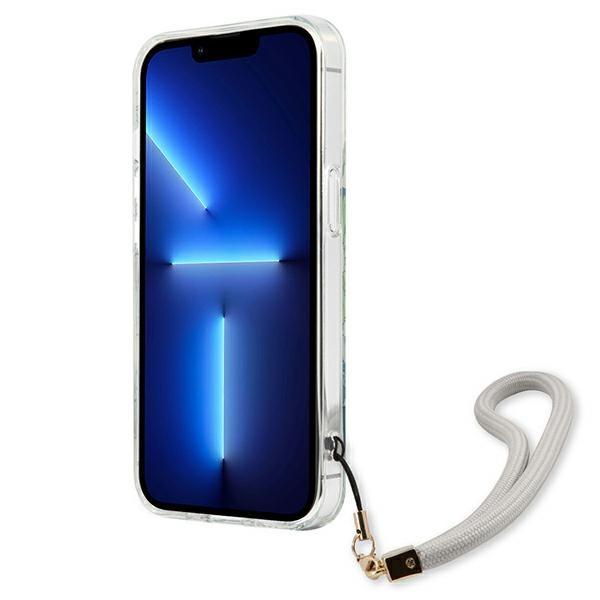 Etui Ze Smyczką Do iPhone 13 Mini Guess Flower Cord Zielony
