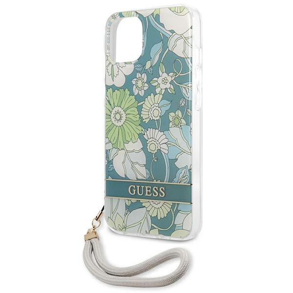 Etui Ze Smyczką Do iPhone 13 Mini Guess Flower Cord Zielony