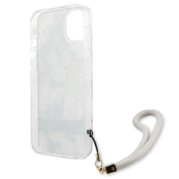 Etui Ze Smyczką Do iPhone 13 Mini Guess Flower Cord Zielony