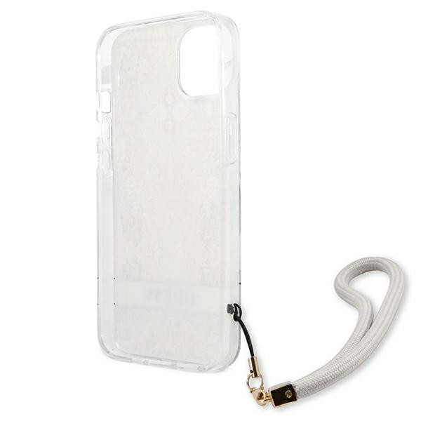 Etui Ze Smyczką Do iPhone 13 Mini Guess Flower Cord Złoty