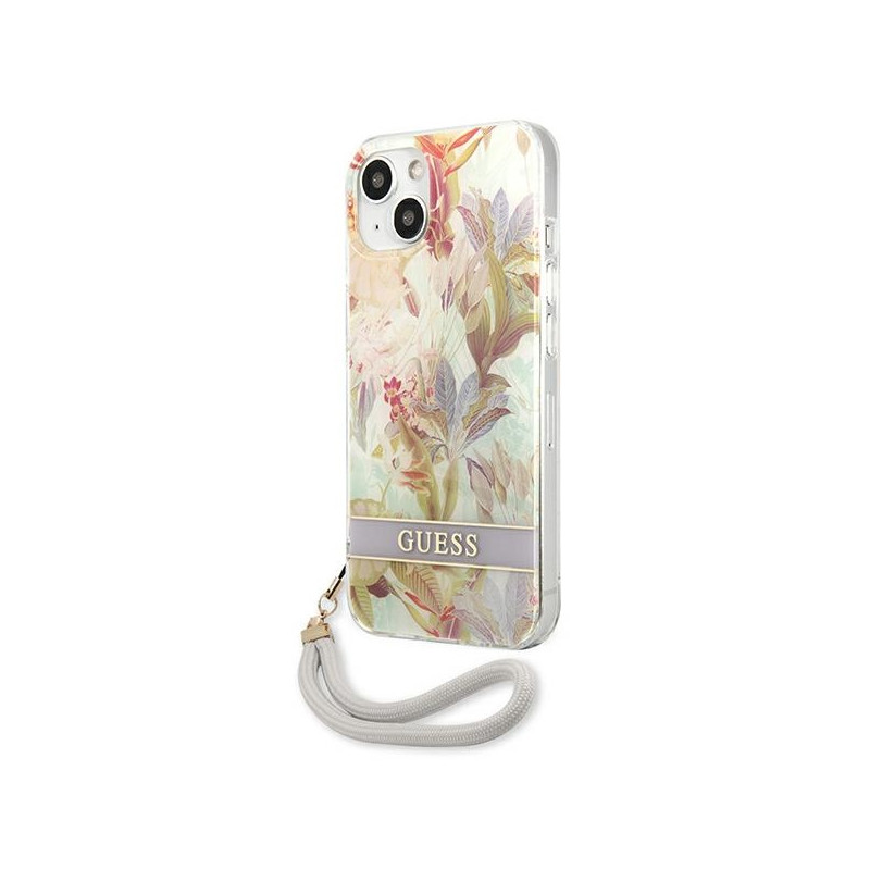 Etui Ze Smyczką Do iPhone 13 Mini Guess Flower...