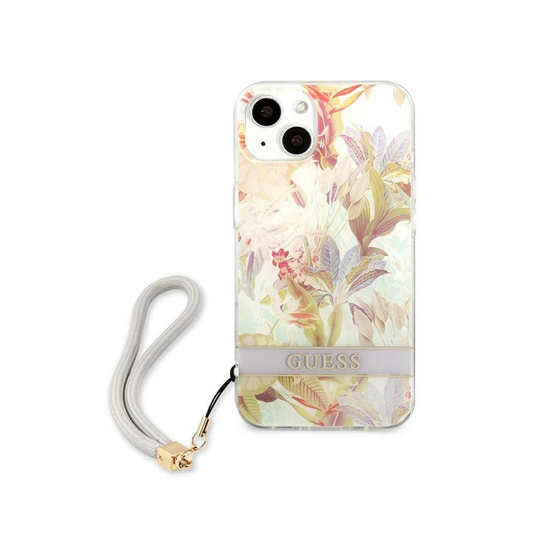 Etui Ze Smyczką Do iPhone 13 Mini Guess Flower...