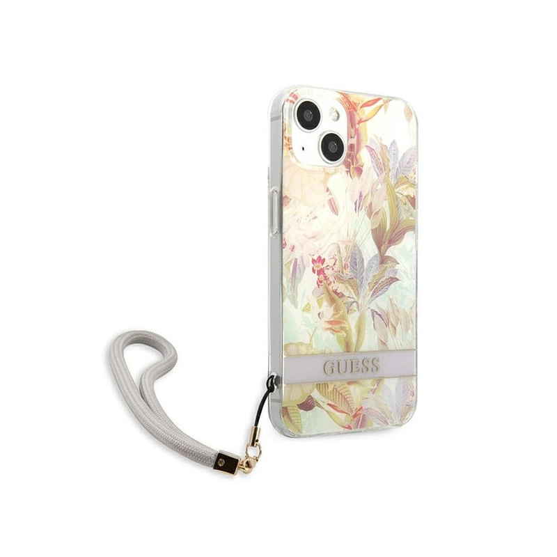 Etui Ze Smyczką Do iPhone 13 Mini Guess Flower...