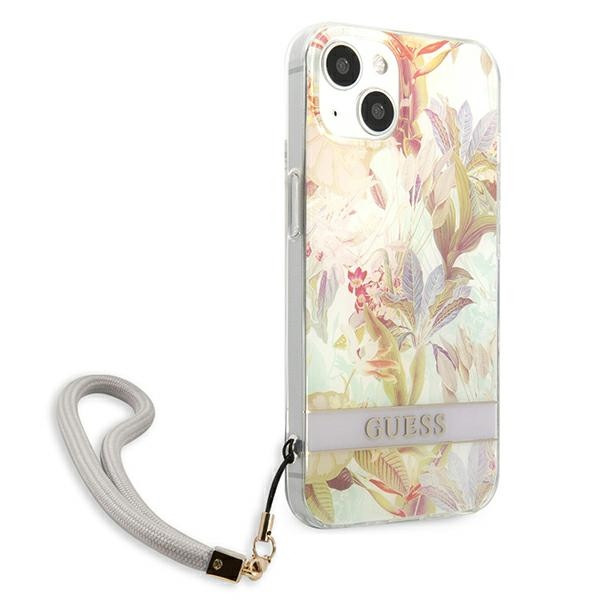Etui Ze Smyczką Do iPhone 13 Mini Guess Flower Cord Fioletowy