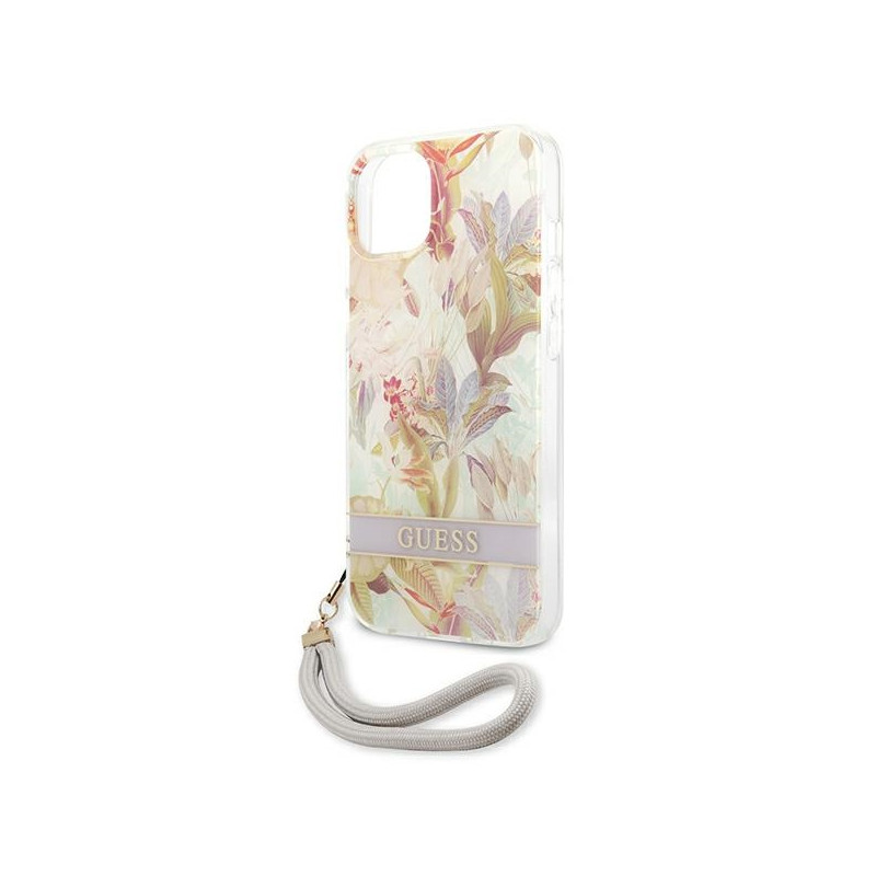Etui Ze Smyczką Do iPhone 13 Mini Guess Flower...