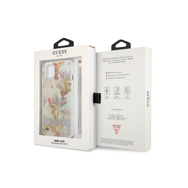 Etui Ze Smyczką Do iPhone 13 Mini Guess Flower...