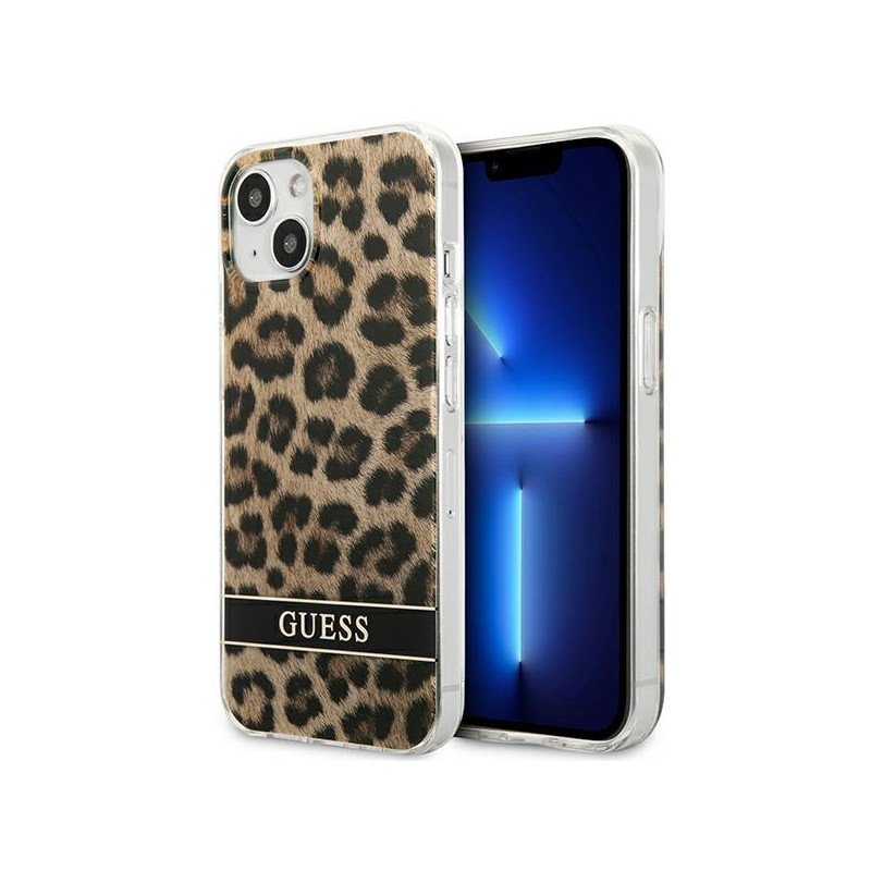 Etui Do iPhone 13 Mini Guess Leopard Electro Stripe Brązowy