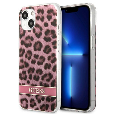 Etui Do iPhone 13 Mini Guess Leopard Electro Stripe Różowy