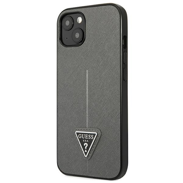 Etui Do iPhone 13 Mini Guess Saffiano Triangle Logo Case Srebrny