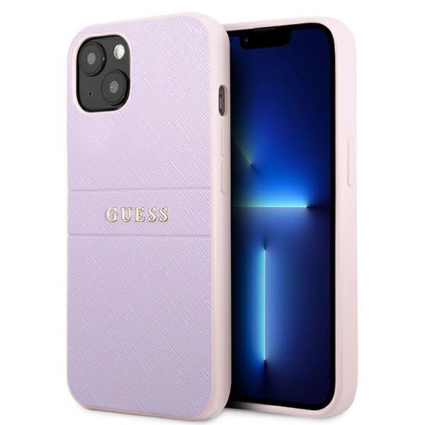 Etui Do iPhone 13 Mini Guess Saffiano Hot Stamp & Metal Logo Fioletowy
