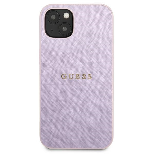 Etui Do iPhone 13 Mini Guess Saffiano Hot Stamp & Metal Logo Fioletowy