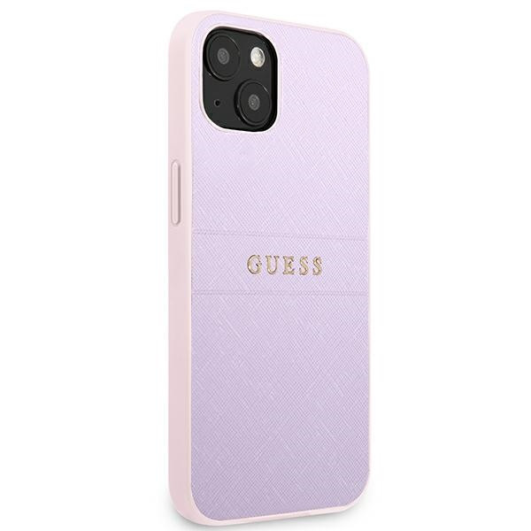 Etui Do iPhone 13 Mini Guess Saffiano Hot Stamp & Metal Logo Fioletowy