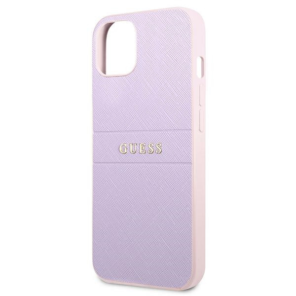 Etui Do iPhone 13 Mini Guess Saffiano Hot Stamp & Metal Logo Fioletowy