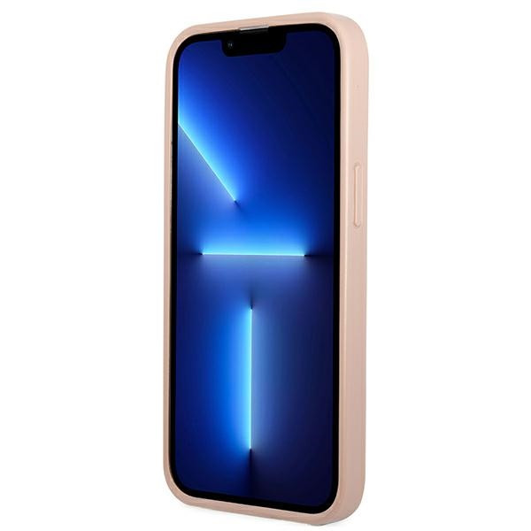 Etui Do iPhone 13 Mini Guess Saffiano Double Card Triangle Różowy