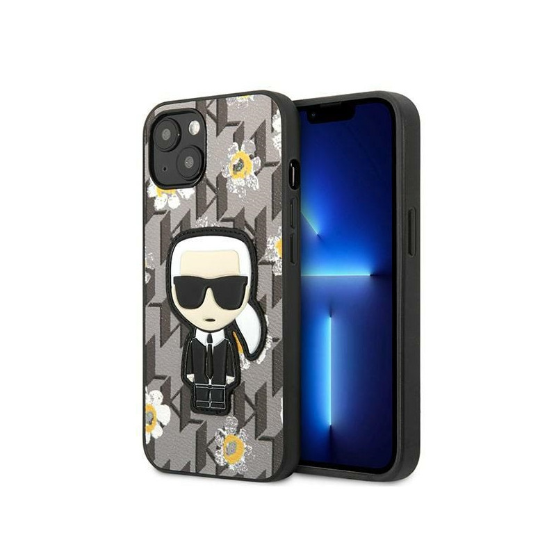 Etui Do iPhone 13 Mini Karl Lagerfeld Iconic Karl Flower Szary