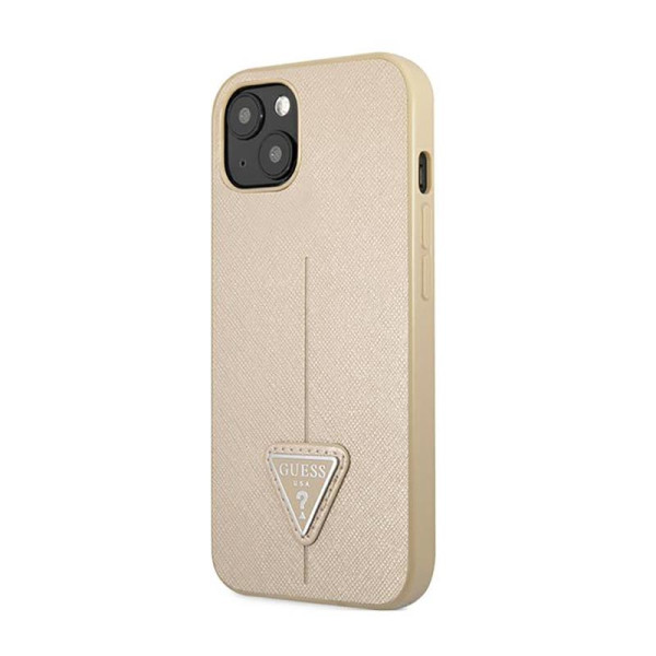 Etui Do iPhone 13 Mini Guess Saffiano Triangle Logo Case Beżowy