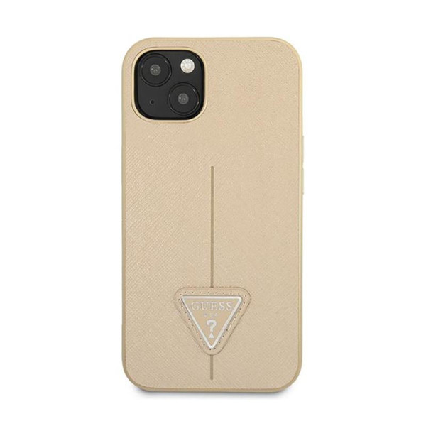 Etui Do iPhone 13 Mini Guess Saffiano Triangle Logo Case Beżowy