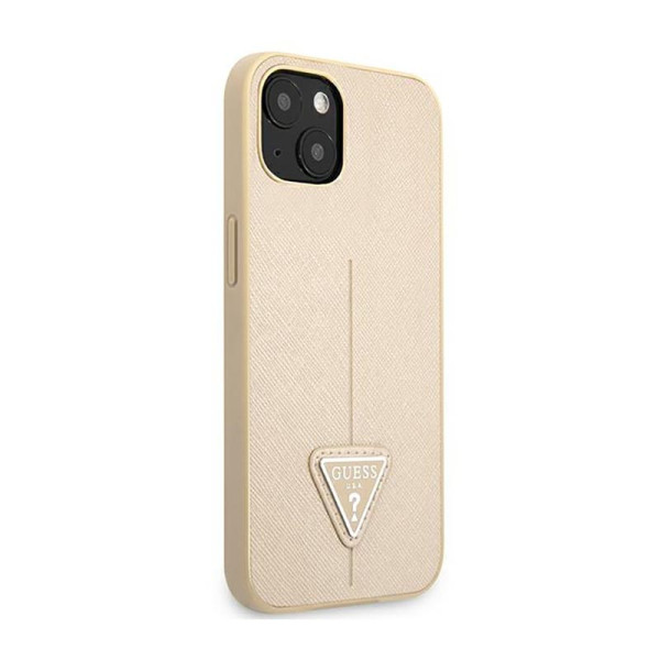 Etui Do iPhone 13 Mini Guess Saffiano Triangle Logo Case Beżowy