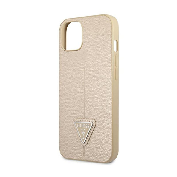 Etui Do iPhone 13 Mini Guess Saffiano Triangle Logo Case Beżowy