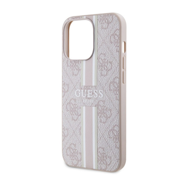 Etui Do iPhone 13 Pro Guess 4G Printed Stripes MagSafe Różowy