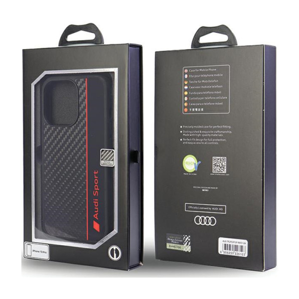 Etui Do iPhone 13 Pro Audi Carbon Fiber Stripe Czarny