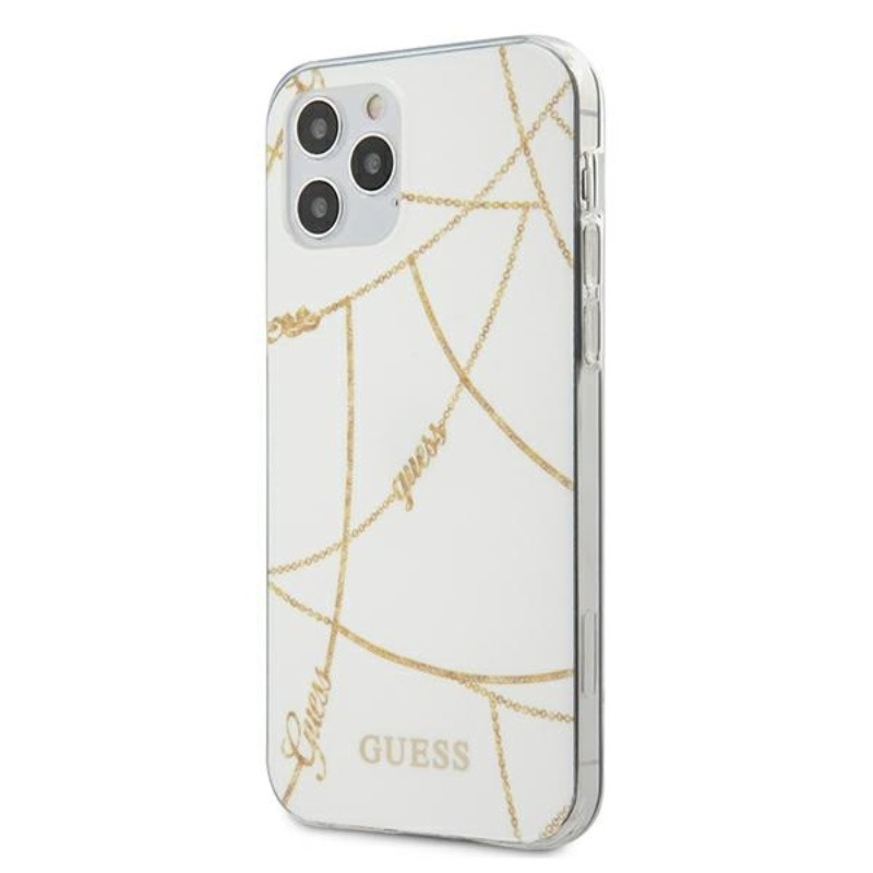 Etui Do iPhone 12 Pro Max Guess Gold Chain Biały