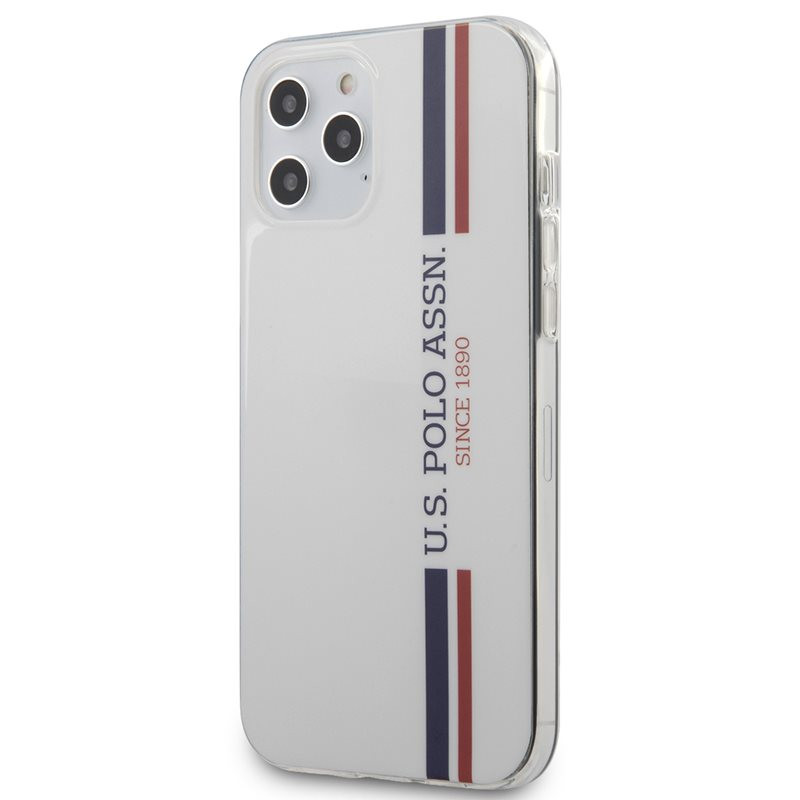 Etui Do iPhone 12 Pro Max Us Polo Assn Shiny Tricolor Stripes Biały
