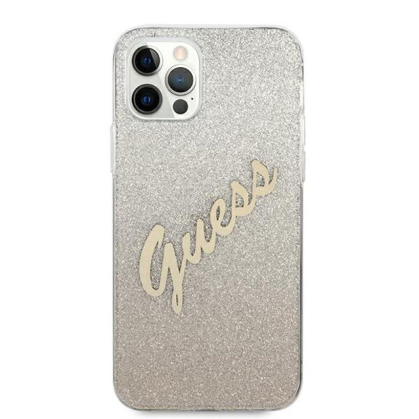 Etui Do iPhone 12 Pro Max Guess Glitter Gradient Script Złoty