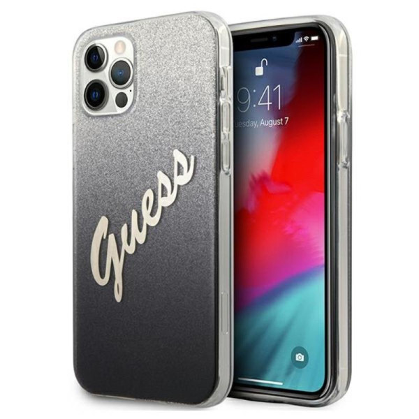 Etui Do iPhone 12 Pro Max Guess Glitter Gradient Script Czarny