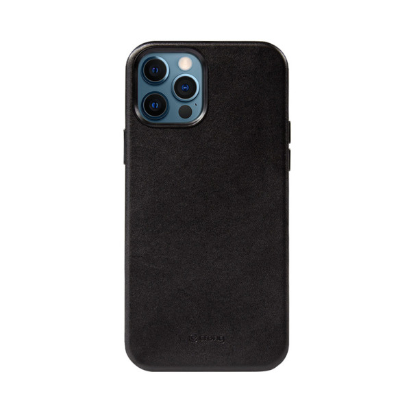 Etui Ze Skóry Do iPhone 12 Pro Max MagSafe Crong Essential Cover Magnetic Czarny