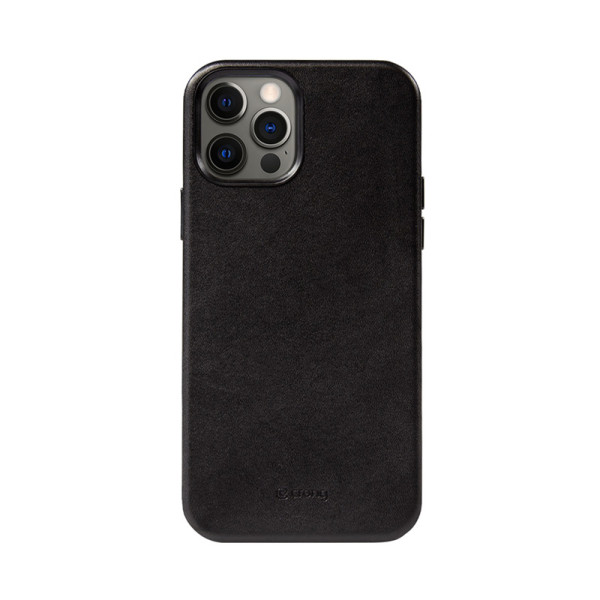 Etui Ze Skóry Do iPhone 12 Pro Max MagSafe Crong Essential Cover Magnetic Czarny