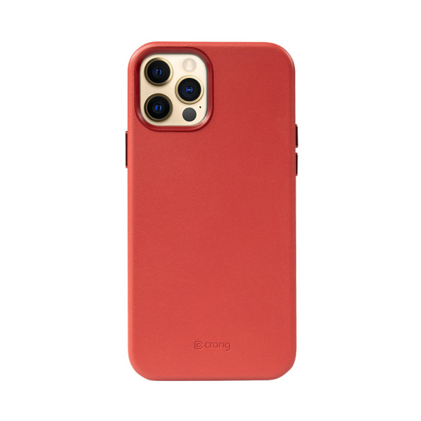 Etui Ze Skóry Do iPhone 12 Pro Max MagSafe Crong Essential Cover Magnetic Czerwony