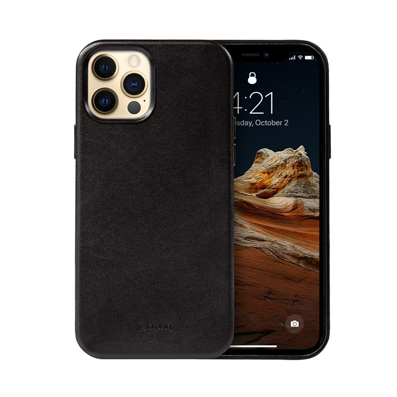 Etui Ze Skóry Ekologicznej Do iPhone 12 Pro Max Crong Essential Cover Czarny