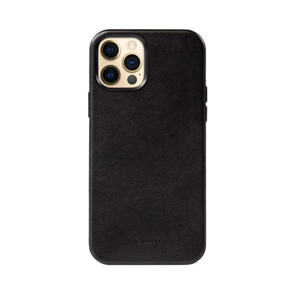 Etui Ze Skóry Ekologicznej Do iPhone 12 Pro Max Crong Essential Cover Czarny