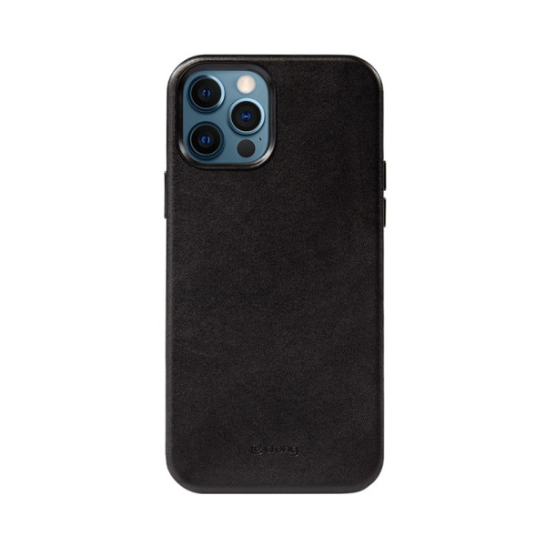 Etui Ze Skóry Ekologicznej Do iPhone 12 Pro Max Crong Essential Cover Czarny