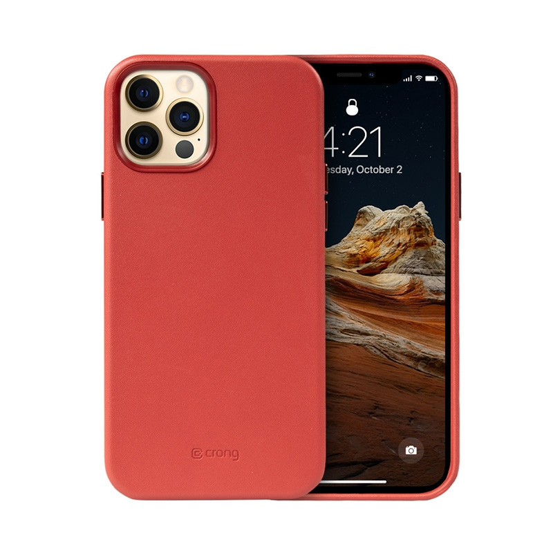 Etui Ze Skóry Ekologicznej Do iPhone 12 Pro Max Crong Essential Cover Czerwony