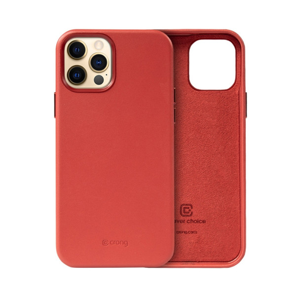 Etui Ze Skóry Ekologicznej Do iPhone 12 Pro Max Crong Essential Cover Czerwony