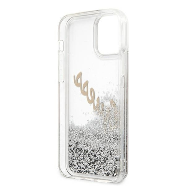 Etui Do iPhone 12 Pro Max Guess Glitter Vintage Script Srebrny