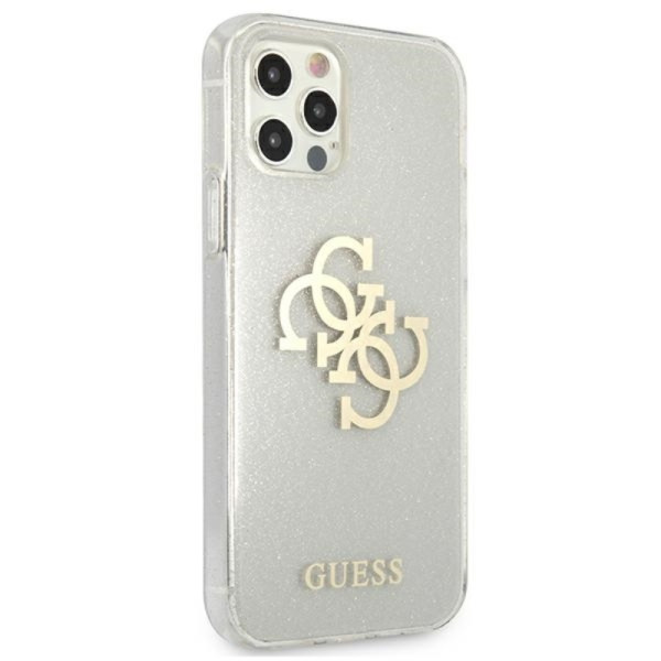Etui Do iPhone 12 Pro Max Guess Glitter 4G Big Logo Przezroczysty