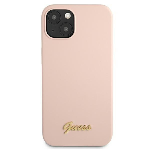 Etui Do iPhone 13 Guess Silicone Script MagSafe Różowy