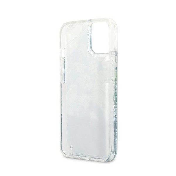 Etui Do iPhone 13 Guess Liquid Glitter Flower Niebieski