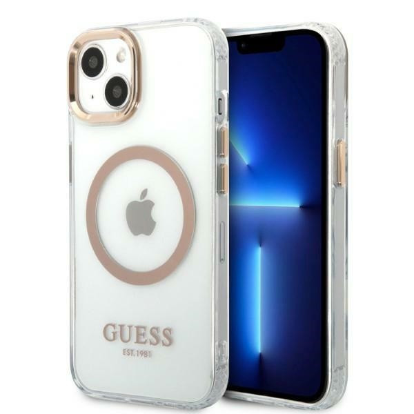 Etui Do iPhone 13 Guess Metal Outline MagSafe Przezroczysty