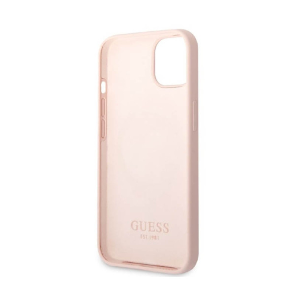 Etui Do iPhone 13 Guess Silicone Logo Plate MagSafe Różowy
