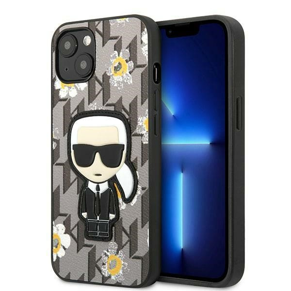 Etui Do iPhone 13 Karl Lagerfeld Iconic Karl Flower Szary