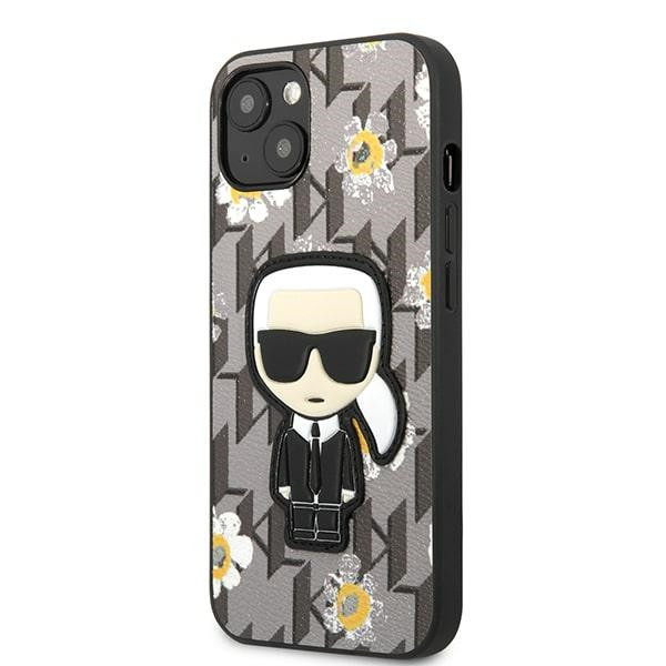 Etui Do iPhone 13 Karl Lagerfeld Iconic Karl Flower Szary