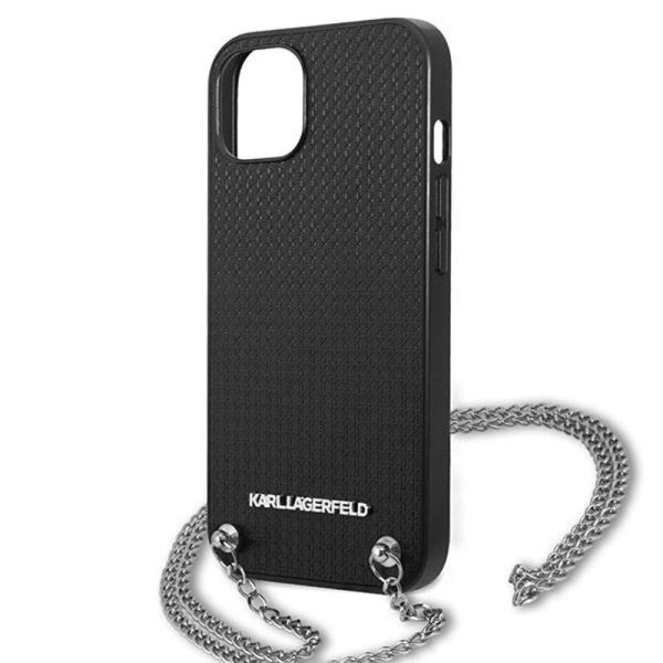 Etui Do iPhone 13 Karl Lagerfeld Leather Textured And Chain Czarny