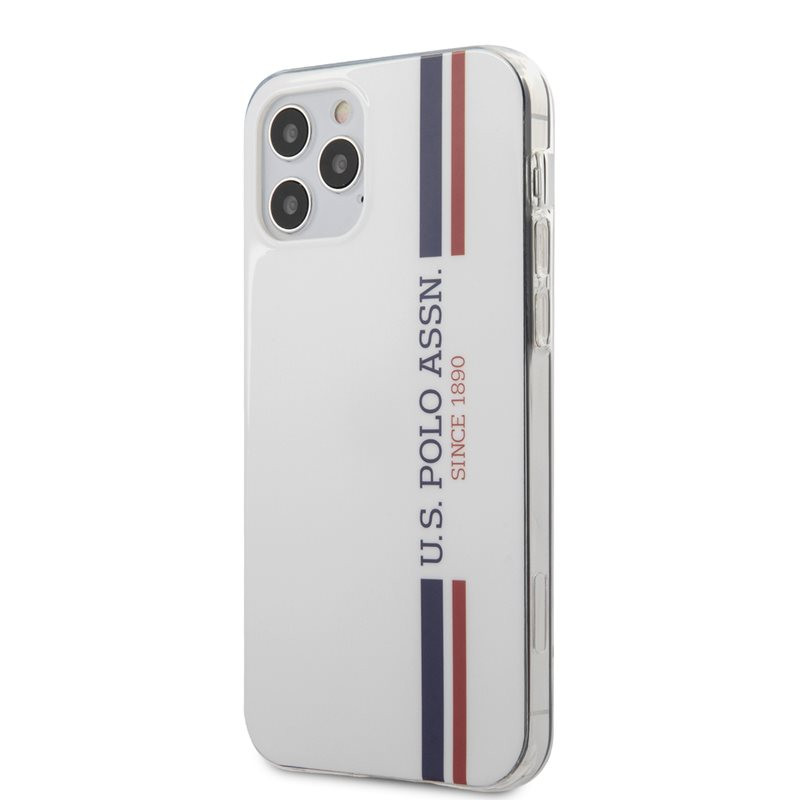 Etui Do iPhone 12 / iPhone 12 Pro Us Polo Assn Shiny Tricolor Stripes Biały