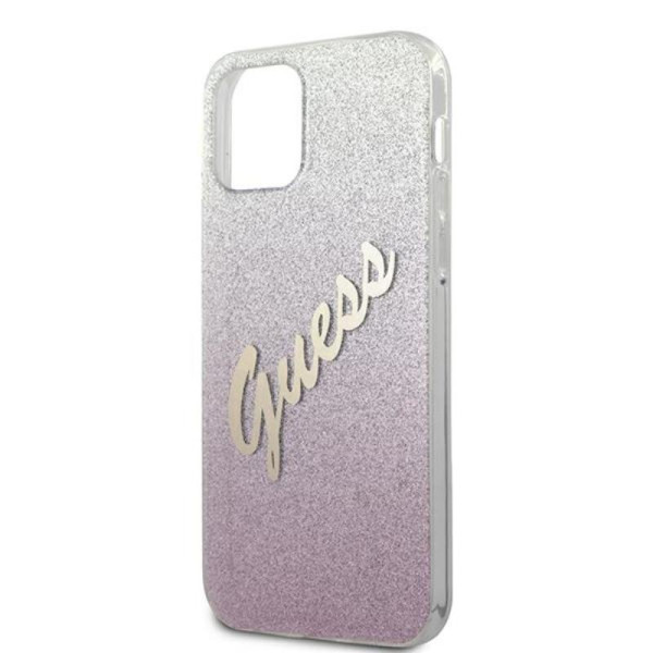 Etui Do iPhone 12 / iPhone 12 Pro Guess Glitter Gradient Script Różowy