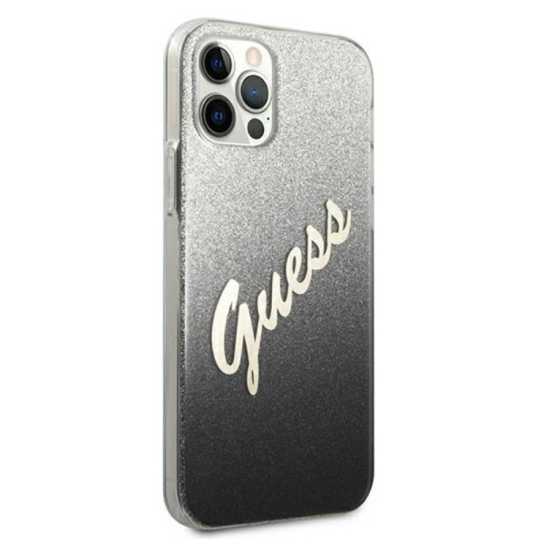 Etui Do iPhone 12 / iPhone 12 Pro Guess Glitter Gradient Script Czarny